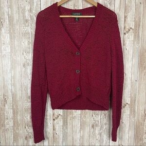Lauren by Ralph Lauren Button Front Long Sleeve Cardigan Size Large Women
